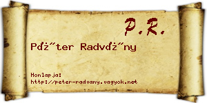 Péter Radvány névjegykártya